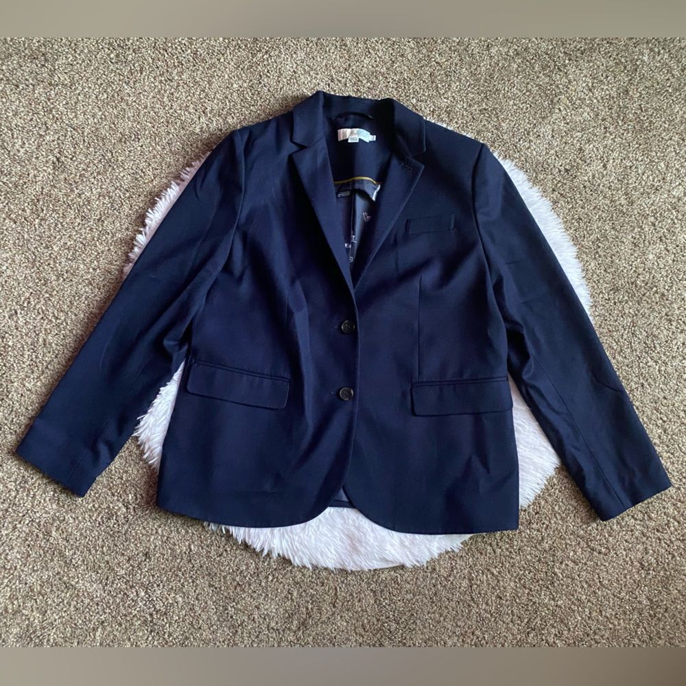 Boden Wool Blazer Jacket Blue Womens Size 14